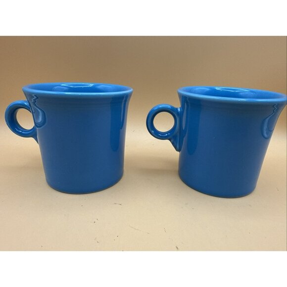 Fiestaware Coffee Cups Blue Turquoise Fiesta USA  Mugs Homer Laughlin Set Of 2 - Picture 1 of 10
